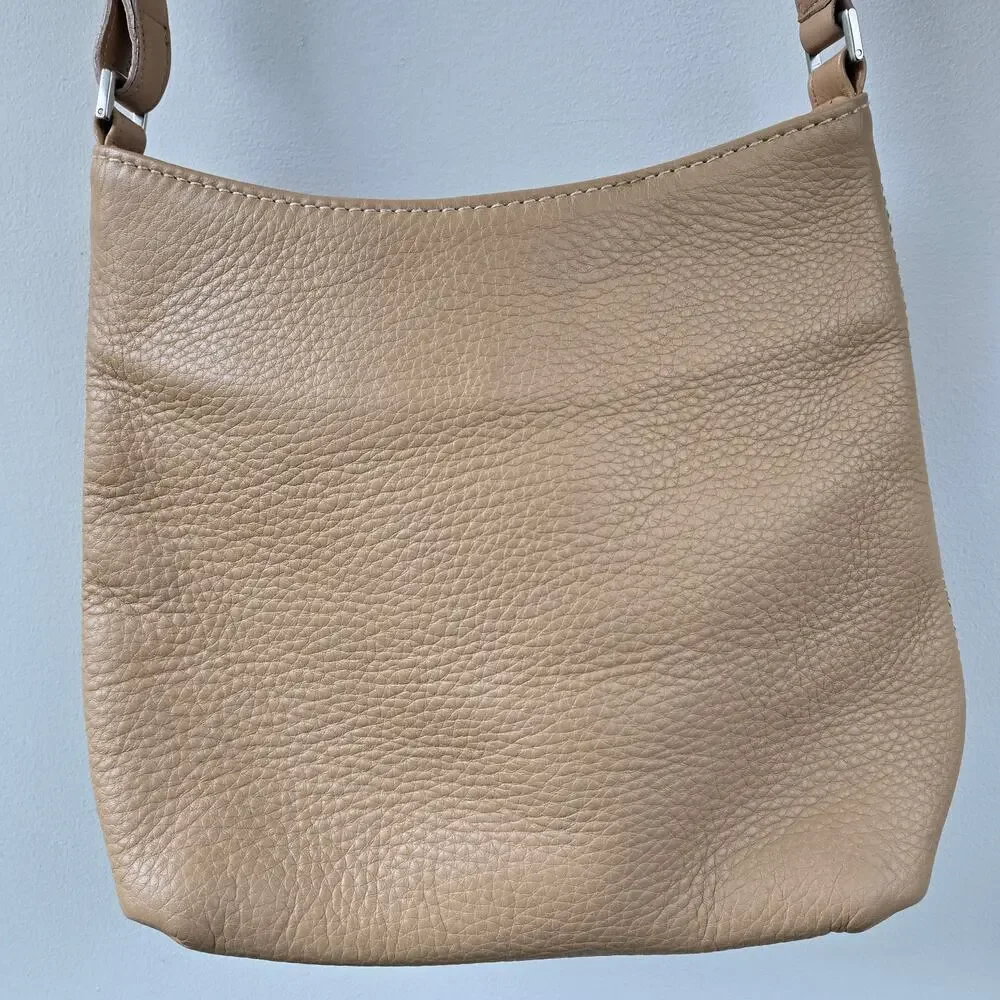 Coach Vintage Hudson Pebbled Leather Crossbody Purse Beige Neutral Bag Bullseye